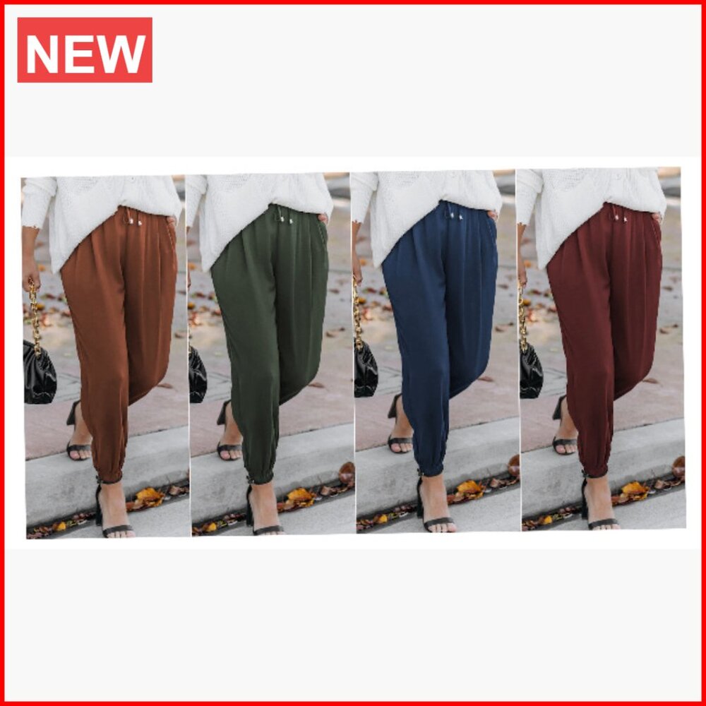 Polyester High Waisted Drawstring Joggers with Po… - image 7